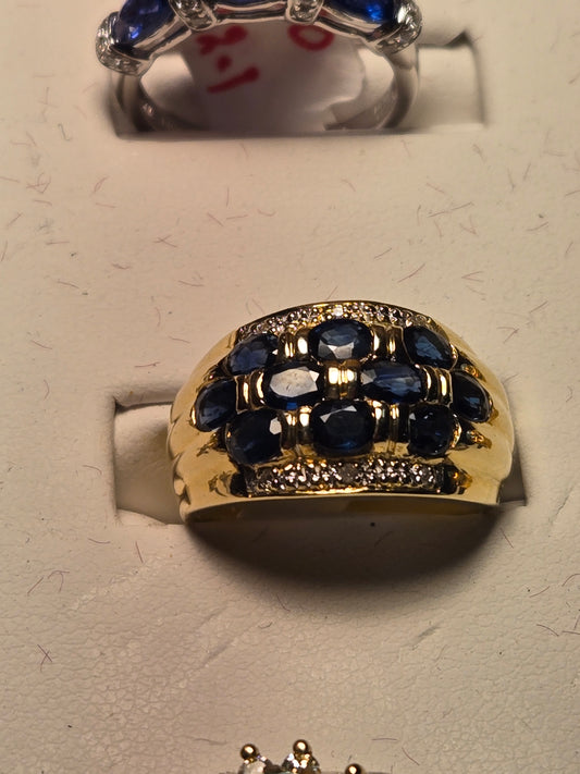 Ring - 14K Gold - 1.3 ct Blue Sapphire - 4.9 g