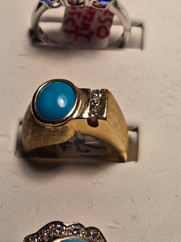 Ring - 14K Gold - 2 ct Turquoise - 12 g