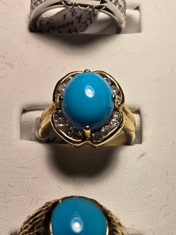 Ring - 14K Gold - 2 ct Turquoise - 7 g