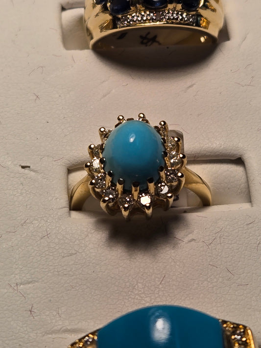 Ring - 14K Gold - 1.5 ct Turquoise - 4.6 g