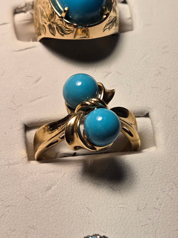 Ring - 14K Gold - 1.5 ct Turquoise - 5.1 g