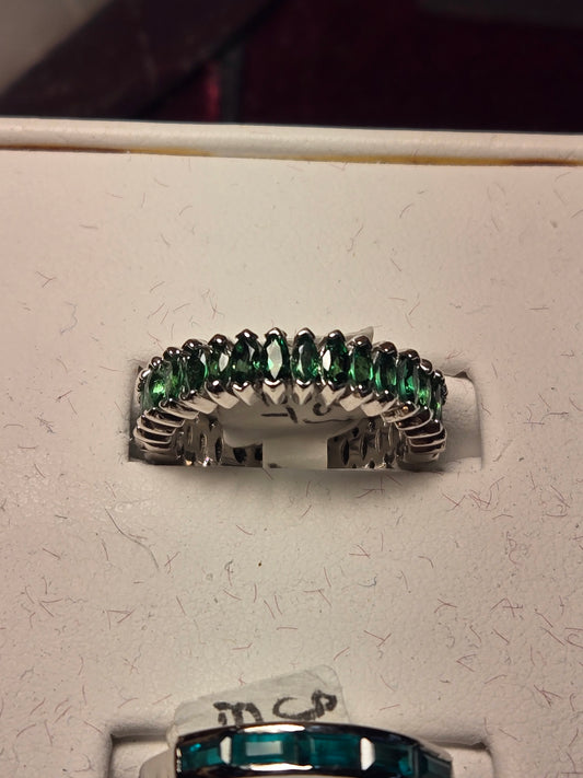 Ring - 14K White Gold - 2.5 ct Tsavorite - 4.6 g