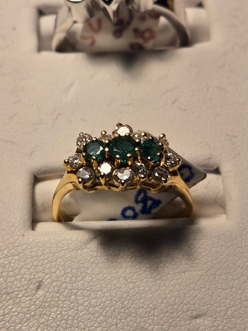 Ring - 14K Gold - 0.25 ct Columbian Emerald - 3 g