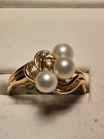 Ring - 14K Gold - 5mm Pearl - 4 g