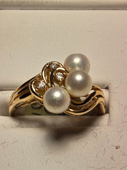 Ring - 14K Gold - 5mm Pearl - 4 g