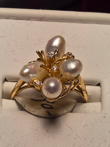 Ring - 14K Gold - 7mm Pearl - 3.5 g