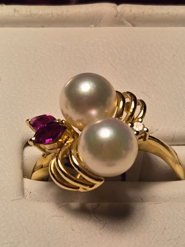 Ring - 14K Gold - 7mm Pearl - 4 g