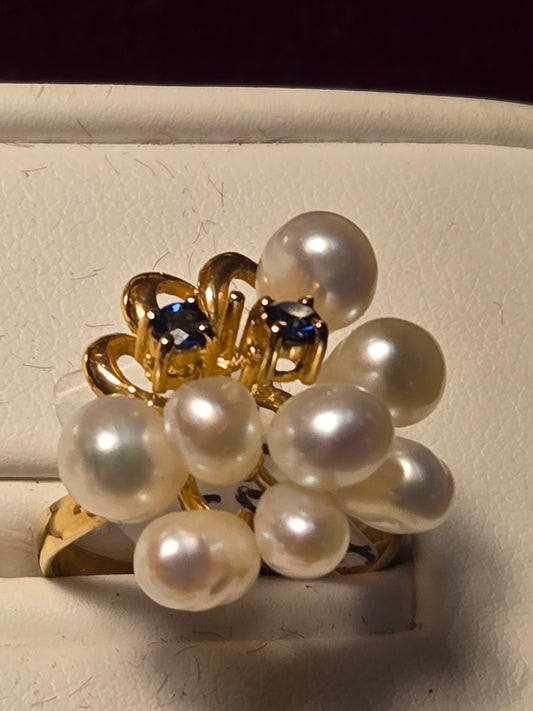 Ring - 14K Gold - 7mm Pearl - 5.2 g