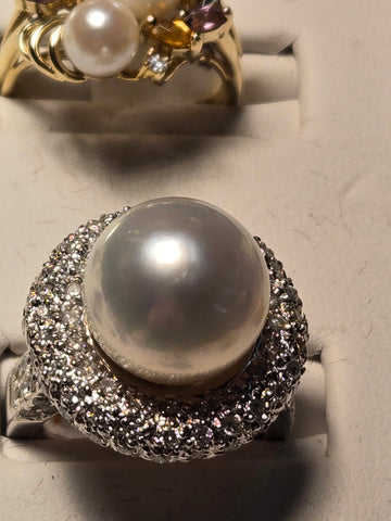 Ring - 18K White Gold - 13mm Pearl - 15.8 g
