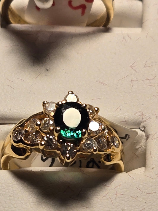 Ring - 14K Gold - 0.86 ct Blue Tourmaline - 4.6 g