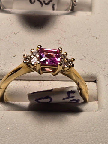 Ring - 14K Gold - 0.47 ct Pink Sapphire - 3.1 g