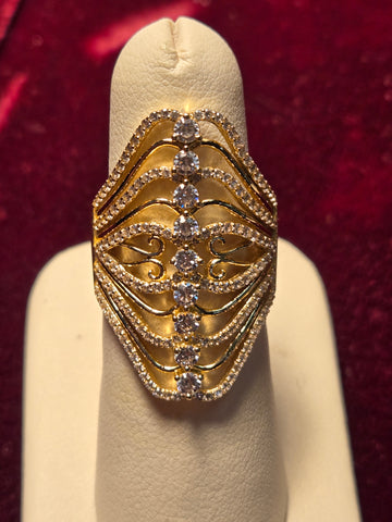 Ring - 14K Gold - 1.8 ct Cubic Zirconia - 6.7 g