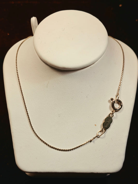 14K Gold Serpentine Chain Necklace 16" 1.4g