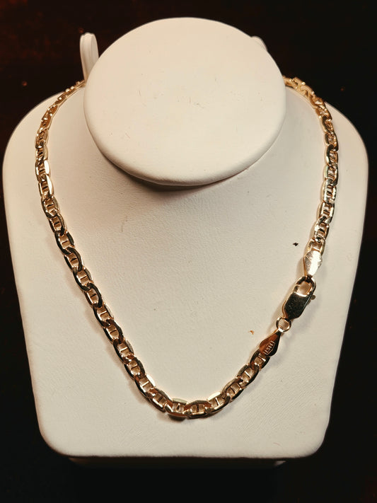 14K Gold Concave Anchor Chain Necklace 22" 4.7g