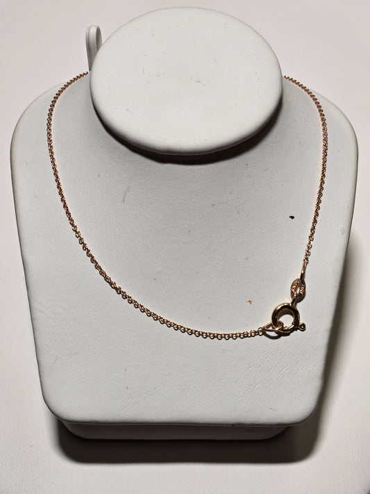 14K Rose Gold Cable Chain Necklace 20" 1.3g