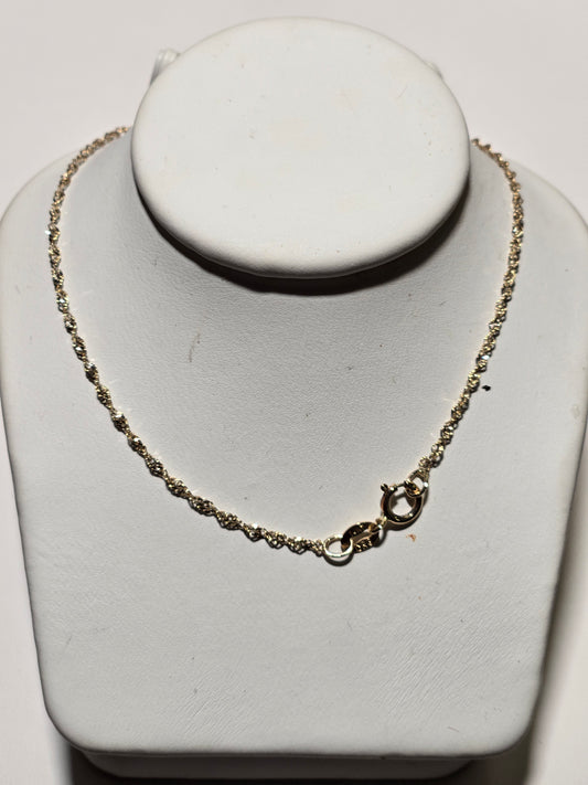14K Gold Singapore Chain Necklace 22" 1.4g