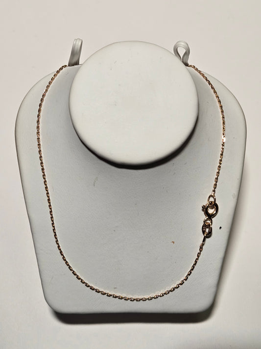 14K Gold Diamond Cut Cable Chain Necklace 30" 2.9g