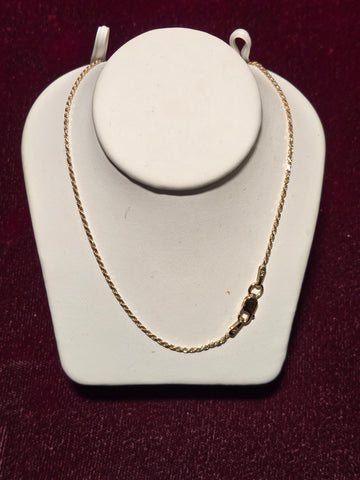 24in 0.9mm Diamond Cut Rope Necklace - 10K Gold - 3.2 g