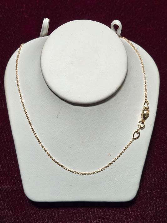 14K Gold Cable Chain Necklace 17" 1.5g