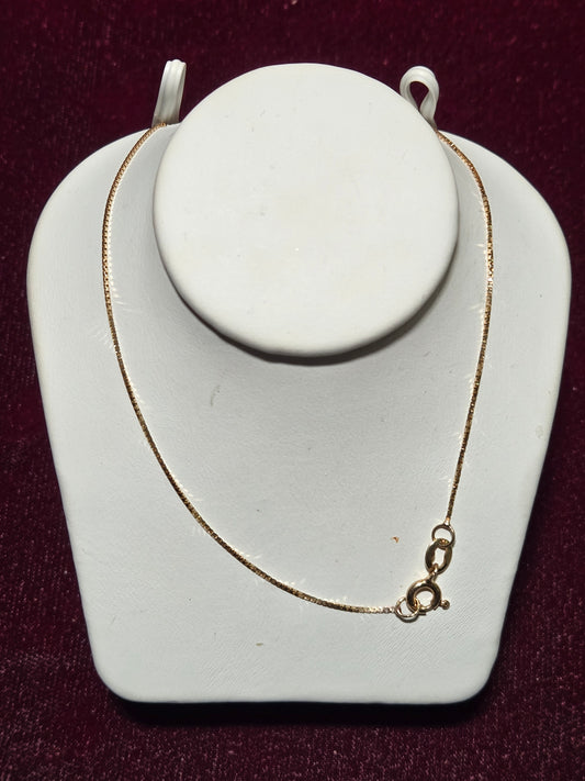 14K Gold Box Chain Necklace 21" 1.6g