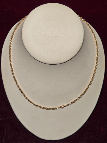 30in 3mm Rope Necklace - 14K Gold - 15 g