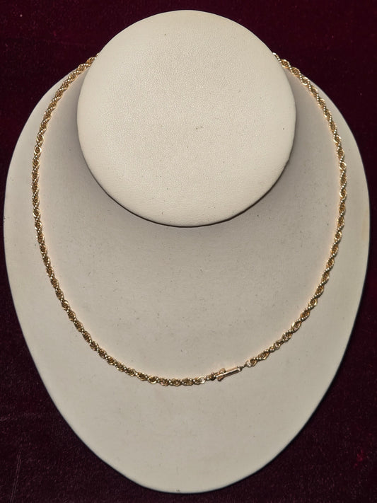 14K Gold Rope Chain Necklace 30" 15g