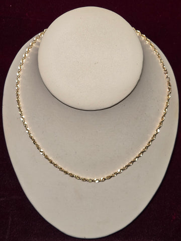 19in 2.5mm Semi-Solid Rope Necklace - 14K Gold - 3.5 g
