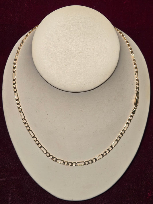 14K Gold Flat Figaro Chain Necklace 20" 6.9g