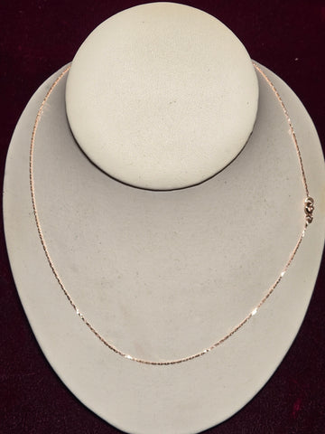 18in 0.7mm Cobra Chain Necklace - 14K Rose Gold - 2.1 g