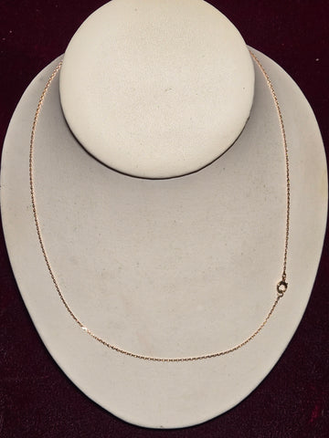 18in 1mm Cable Chain Necklace - 14K Gold - 1.8 g