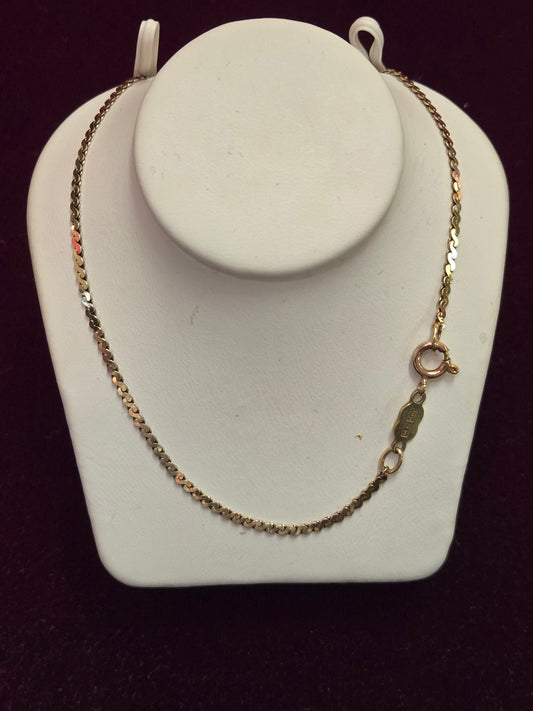 14K Gold Serpentine Chain Necklace 25" 6.4g