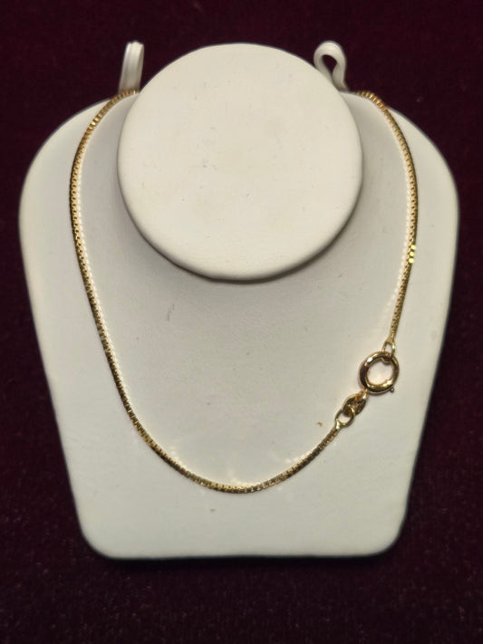 14K Gold Box Chain Necklace 18" 3.8g