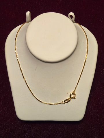 18in 0.5mm Box Chain Necklace - 14K Gold - 1.6 g