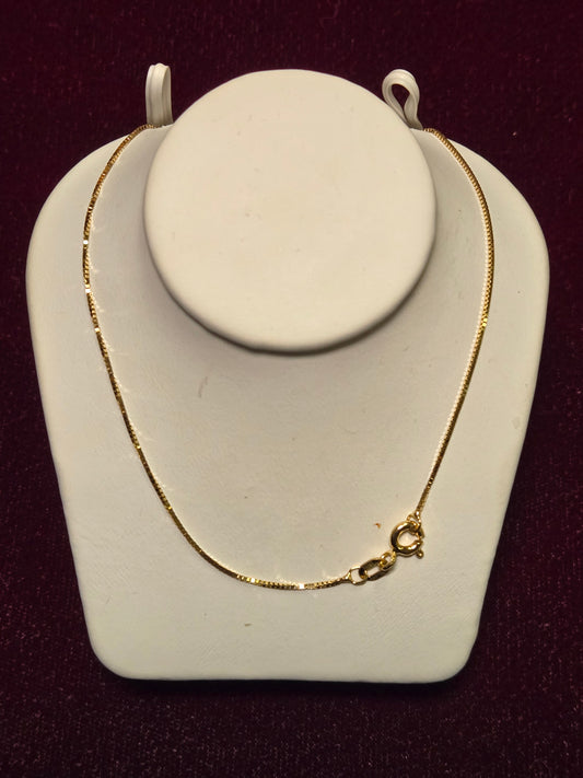 14K Gold Box Chain Necklace 18" 1.6g