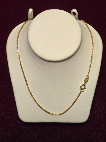 17in 1mm Anchor Chain Necklace - 14K Multi-Tone Gold - 1.6 g