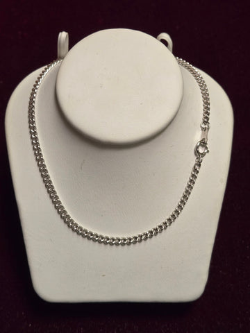 14K White Gold Curb Chain Necklace 17" 6.5g