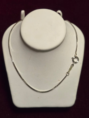 14K White Gold Box Chain Necklace 15" 2.5g