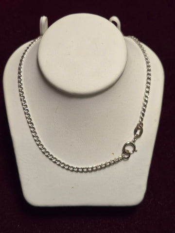 14K White Gold Diamond Cut Curb Chain Necklace 16" 1.9g