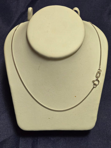 14K White Gold Diamond Cut Cable Chain Necklace 16" 1.1g