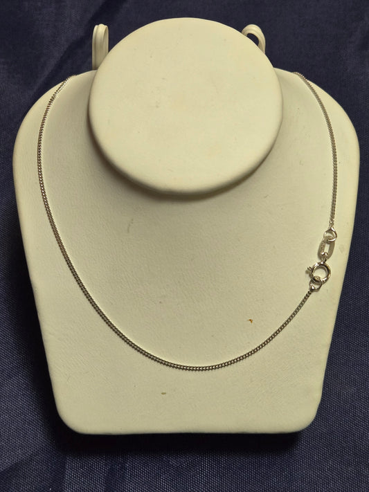 14K White Gold Diamond Cut Cable Chain Necklace 16" 1.1g