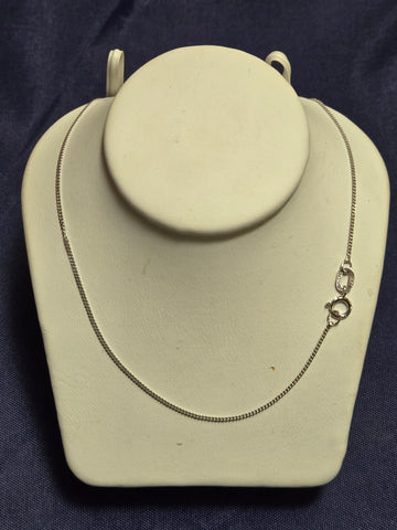 14K White Gold Diamond Cut Cable Chain Necklace 16" 1.1g