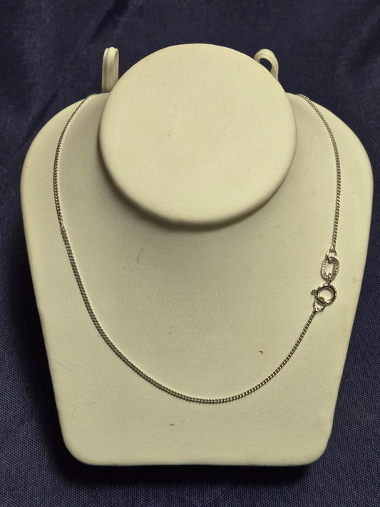 14K White Gold Diamond Cut Cable Chain Necklace 16" 1.1g