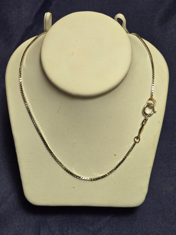14K White Gold Box Chain Necklace 14" 2.5g