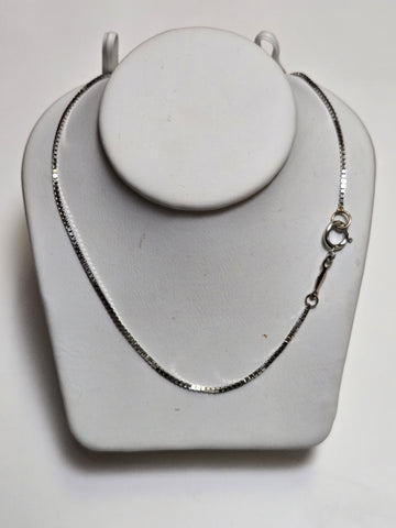 14K White Gold Box Chain Necklace 14" 2.5g