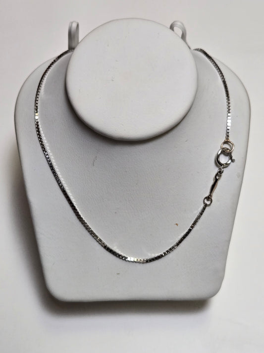 14K White Gold Box Chain Necklace 14" 2.5g