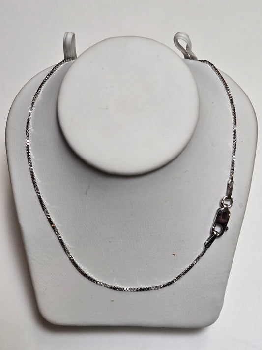 14K White Gold Box Chain Necklace 16" 2.7g