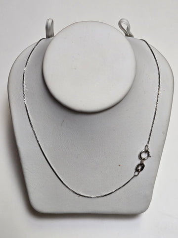 14K White Gold Box Chain Necklace 19" 1g
