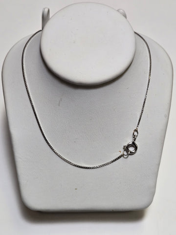 18K White Gold Box Chain Necklace 21.5" 2g