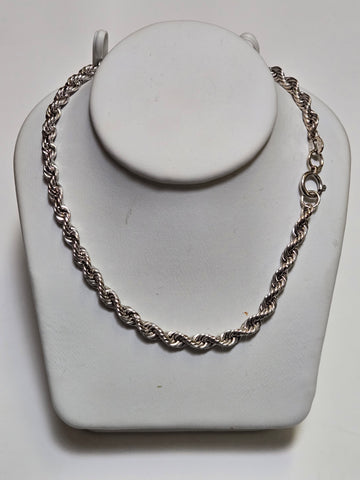 18K White Gold Rope Chain Necklace 15" 4.5g