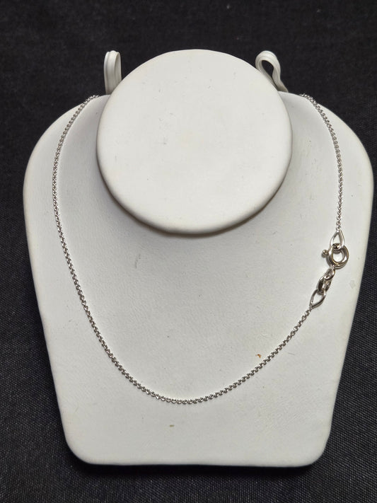 18K White Gold Cable Chain Necklace 18" 1.7g